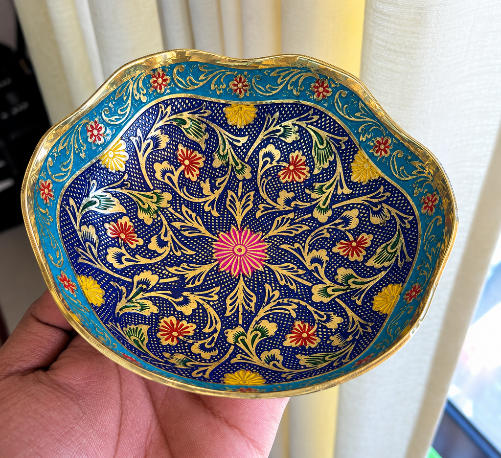 Turkish Meenakari Bowl – Handcrafted Brass Gift Bowl with Multi-Color Enamel