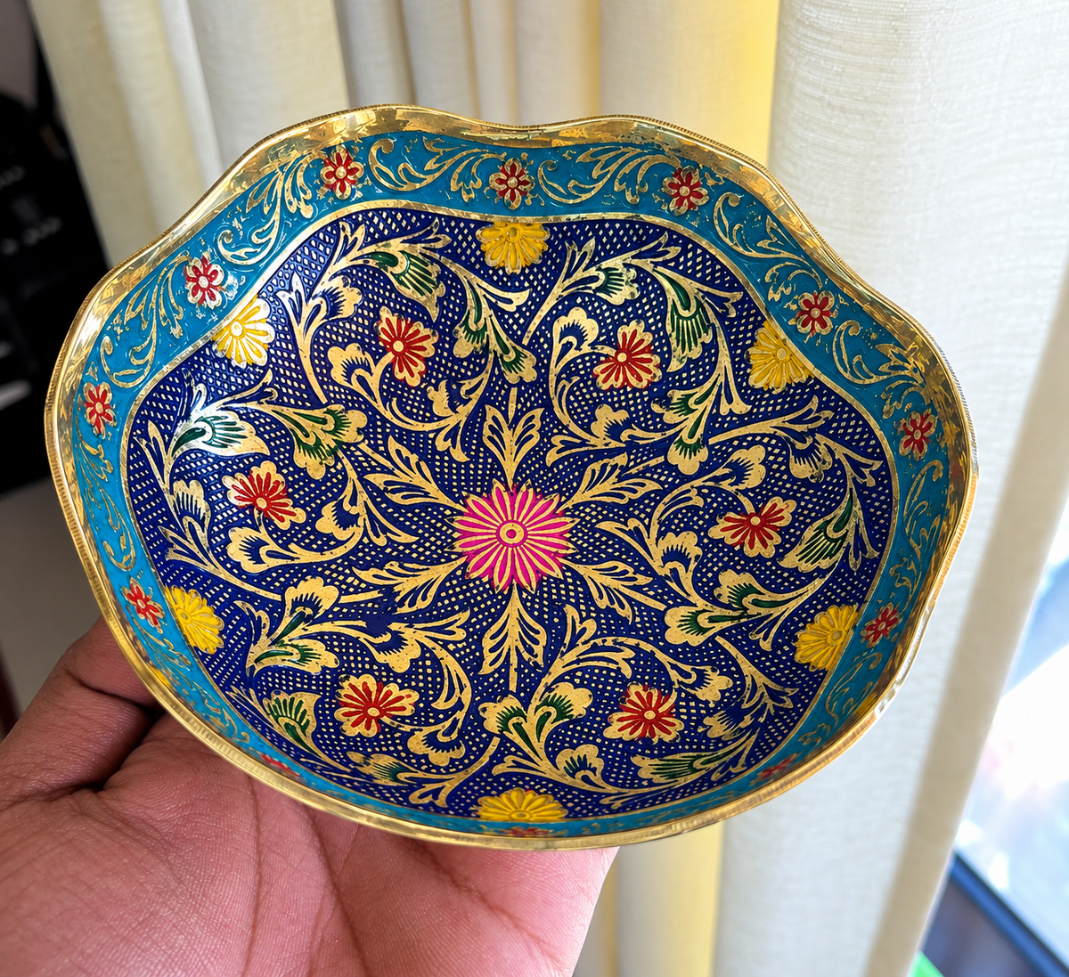 Turkish Meenakari Bowl – Handcrafted Brass Gift Bowl with Multi-Color Enamel