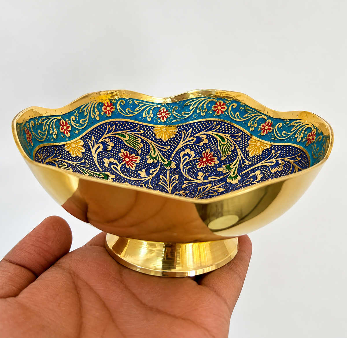 Turkish Meenakari Bowl – Handcrafted Brass Gift Bowl with Multi-Color Enamel