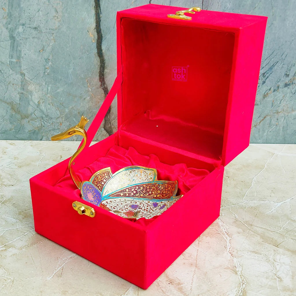 Meenakari Duck Design Brass Fruit Bowl – Handcrafted Gift & Home Décor Piece