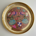 Brass Meenakari Pooja Plate with Peacock Design – Handcrafted Indian Puja Thali (Dia 10 Inches)