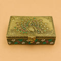 Copper Finish Peacock Wood Box 5" × 7" – Handcrafted Indian Décor & Gift Box