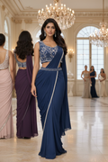 DN-304 Navy Blue full length front view in luxury ballroom