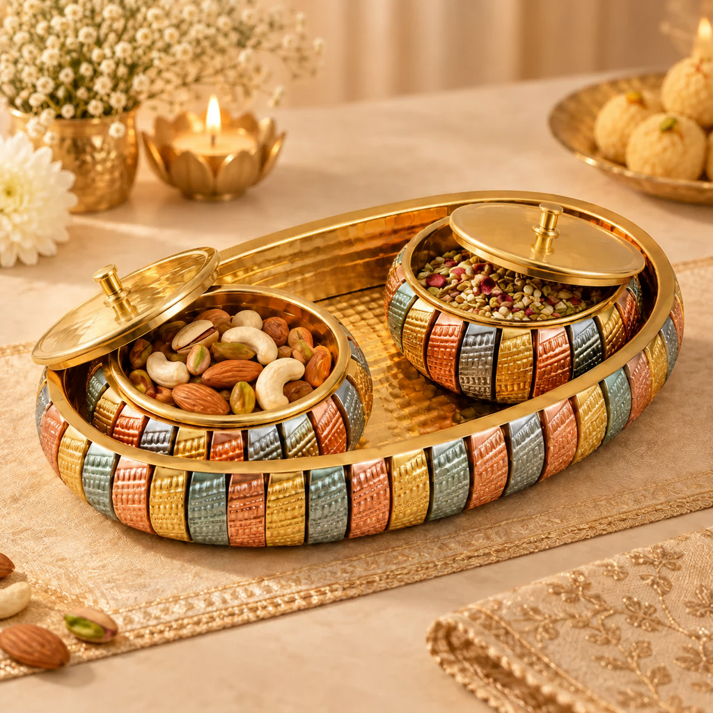 Gift Tray Bowls – Brass & Copper Gift Set